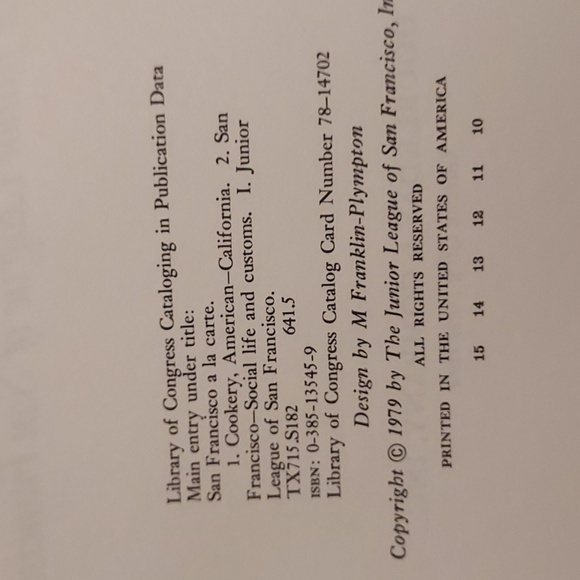 Cookbook San Francisco A La Carte Jr. League Cookbook - Picture 2 of 15